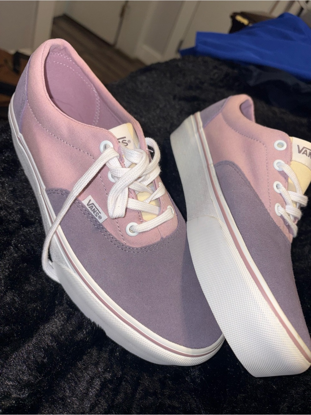 Vans Women's Pink and Lavender Platform Sneakers